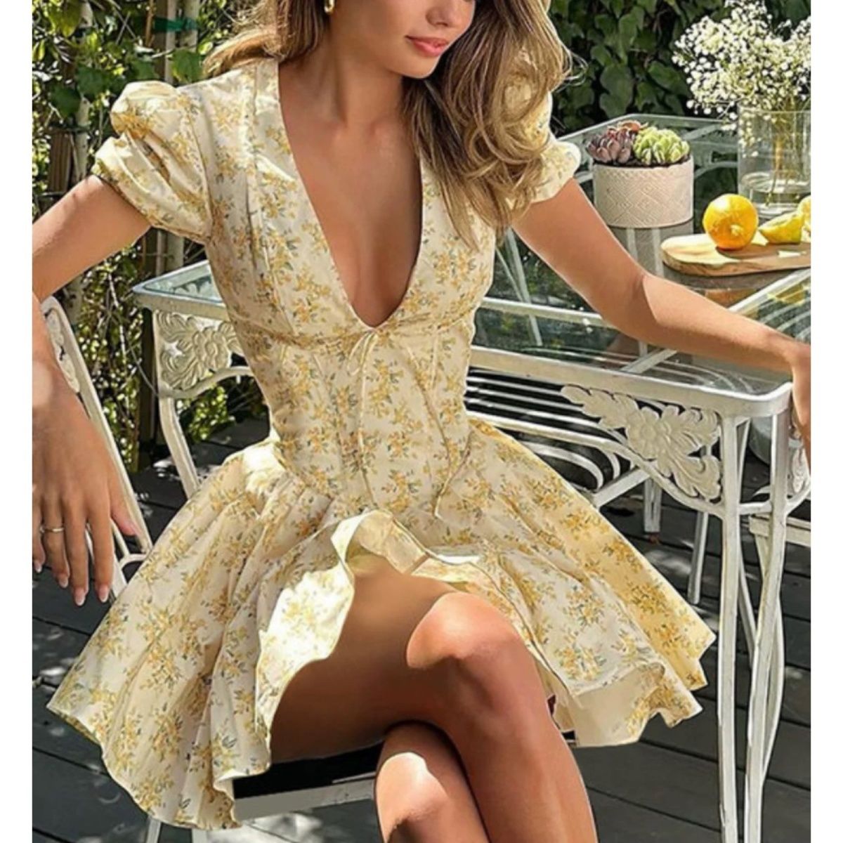 Romper Floral Print - 4XL Französisches Blumenkleid Plus Size Taillenmieder