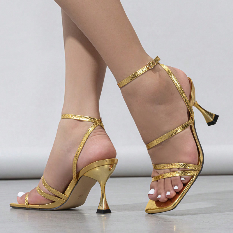 Sexy Schlangenmuster-Leder-San – Sandal Strappy Heeled Bewertung und Preis