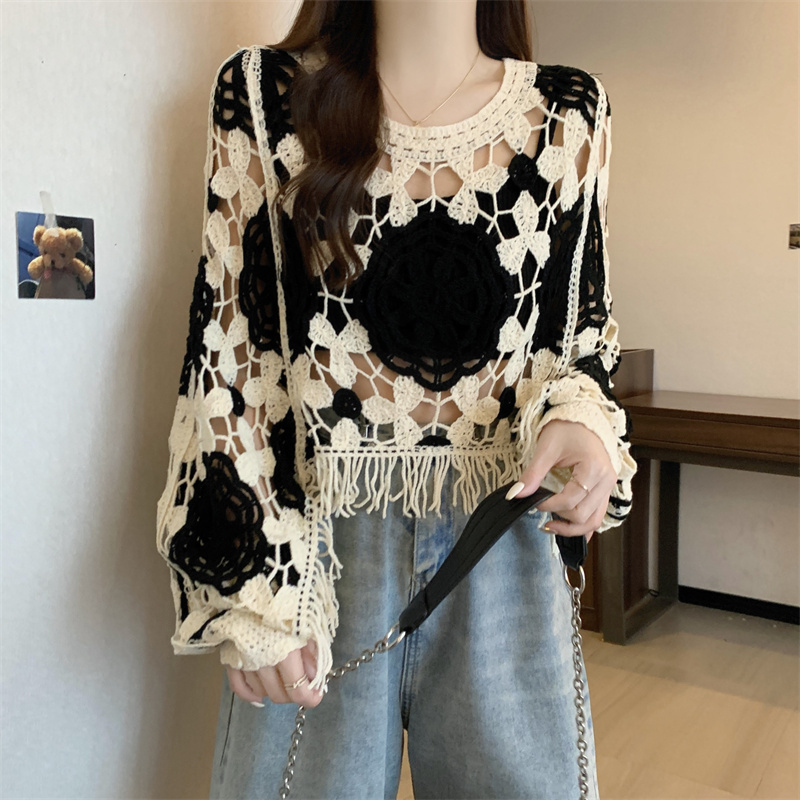 Kontrast farbe aushöhlen Frans – Crop Top Crochet Bewertung und Preis