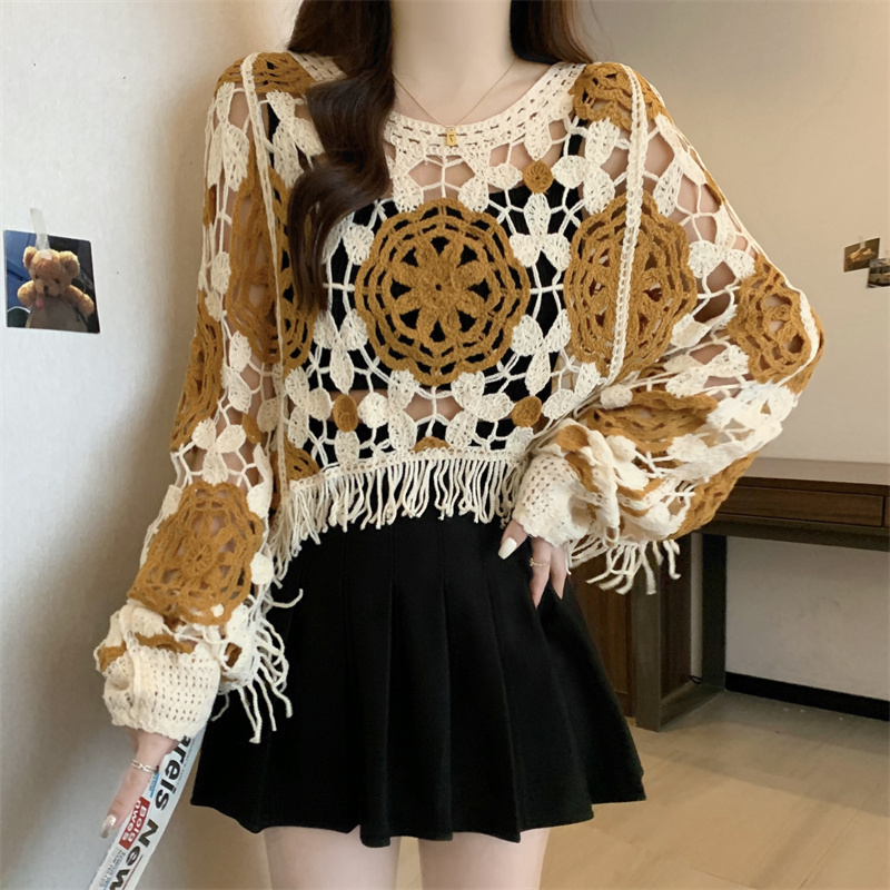 Kontrast farbe aushöhlen Frans – Crop Top Crochet Bewertung und Preis