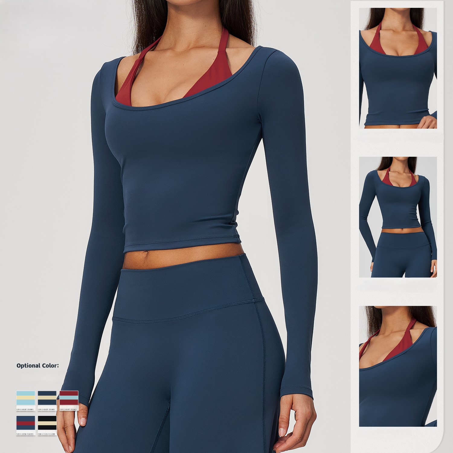 Langärmliges Yoga-Crop-Top mit – Crop Top Crochet Bewertung und Preis